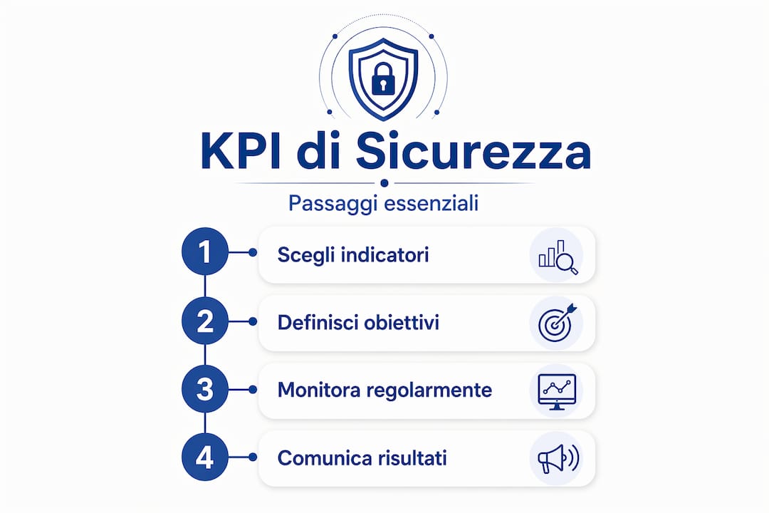 Infografica sui principali step per monitorare i KPI della sicurezza informatica