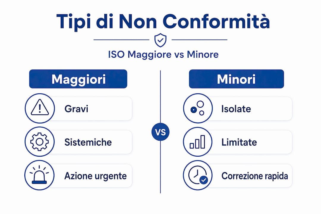 Infografica: confronto tra non conformità maggiori e minori