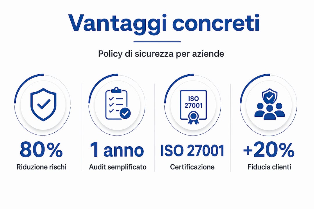 Infografica con dati e numeri sui vantaggi delle politiche di sicurezza in azienda