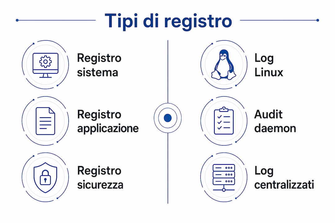 Infografica comparativa sui diversi tipi di log degli eventi di sicurezza
