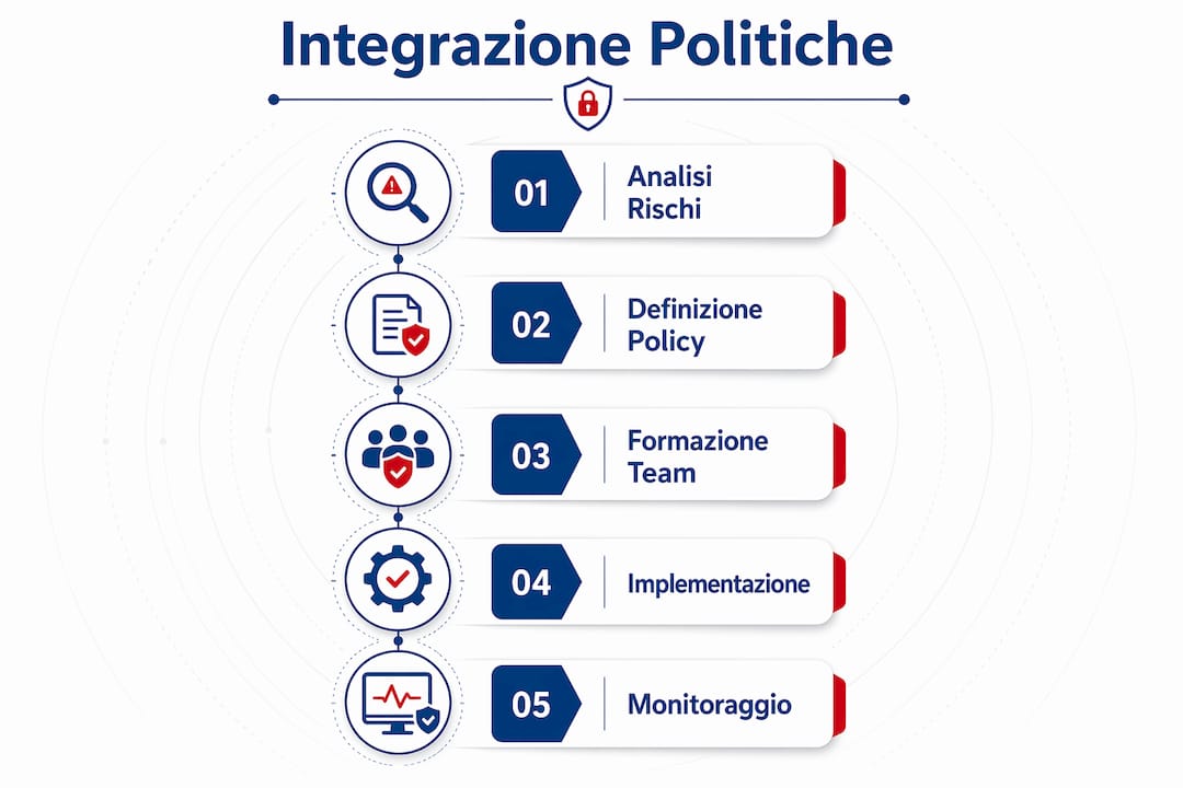 Infografica che illustra le principali tappe nell’implementazione delle politiche di sicurezza
