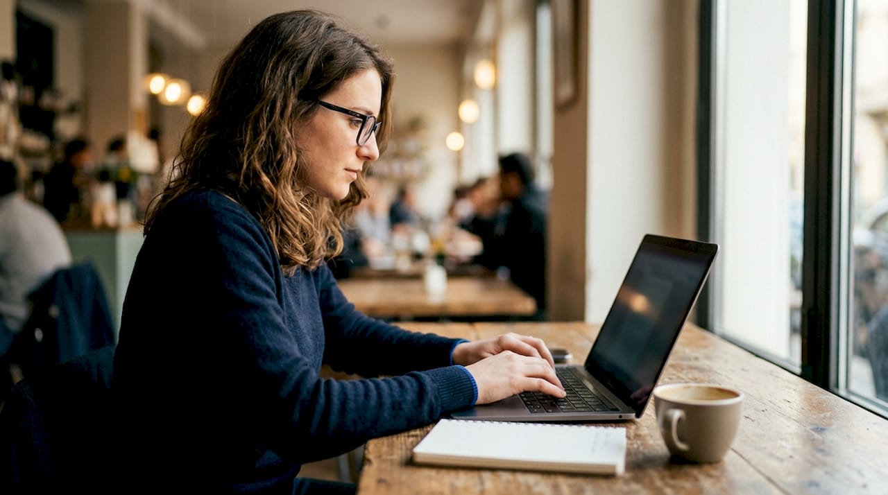 Professionista al femminile che analizza dati al computer