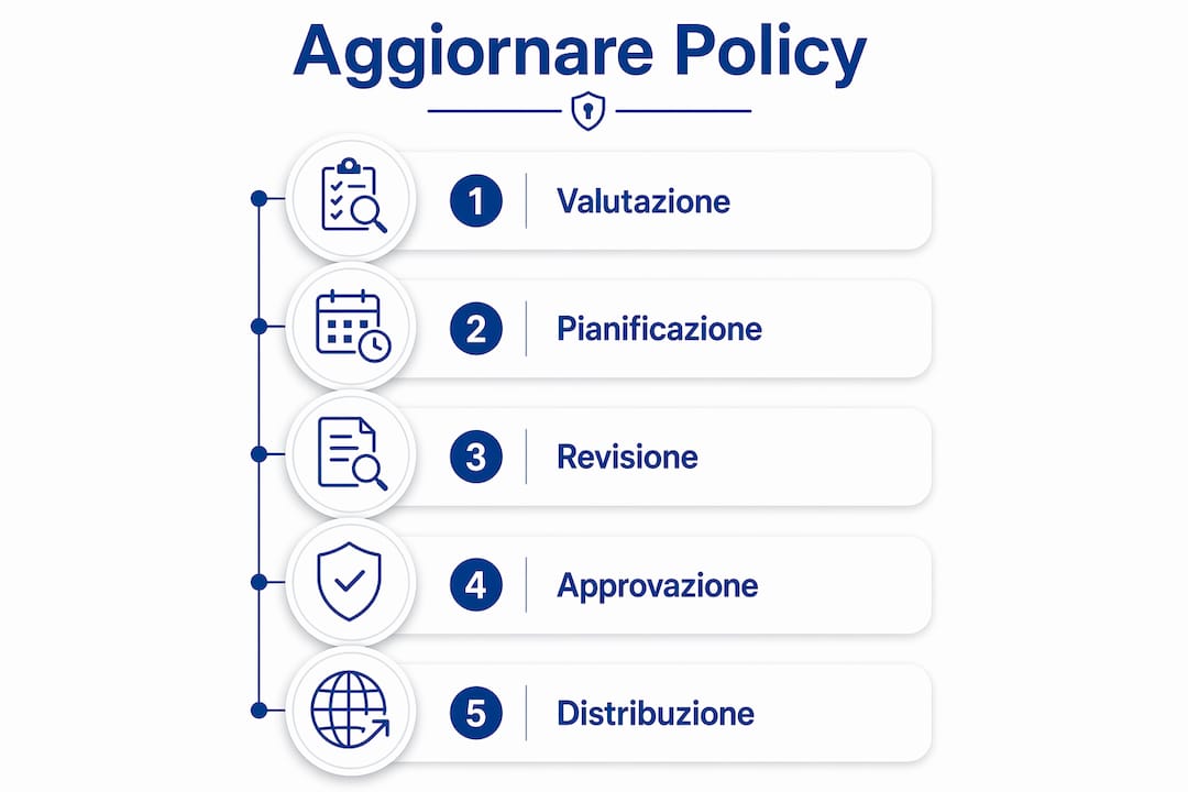 Infografica sul percorso di aggiornamento delle policy di sicurezza