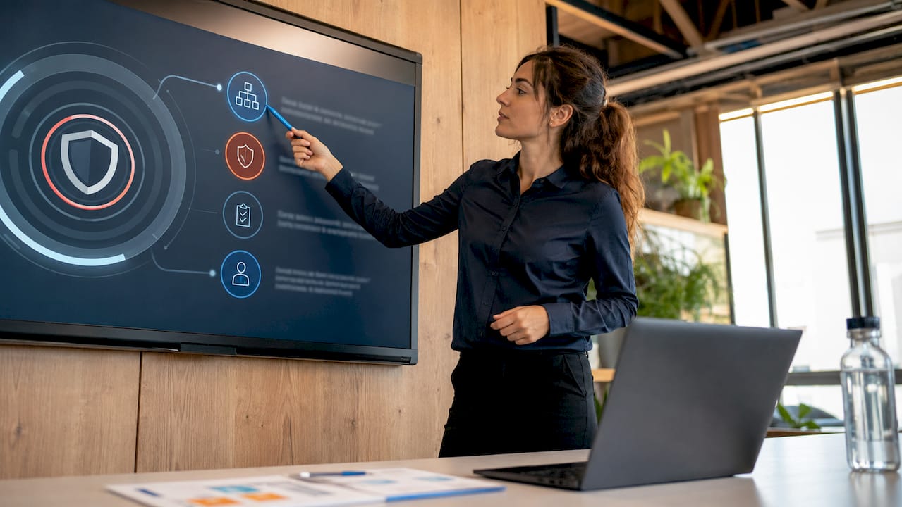 Un esperto IT illustra i principi fondamentali della resilienza digitale.