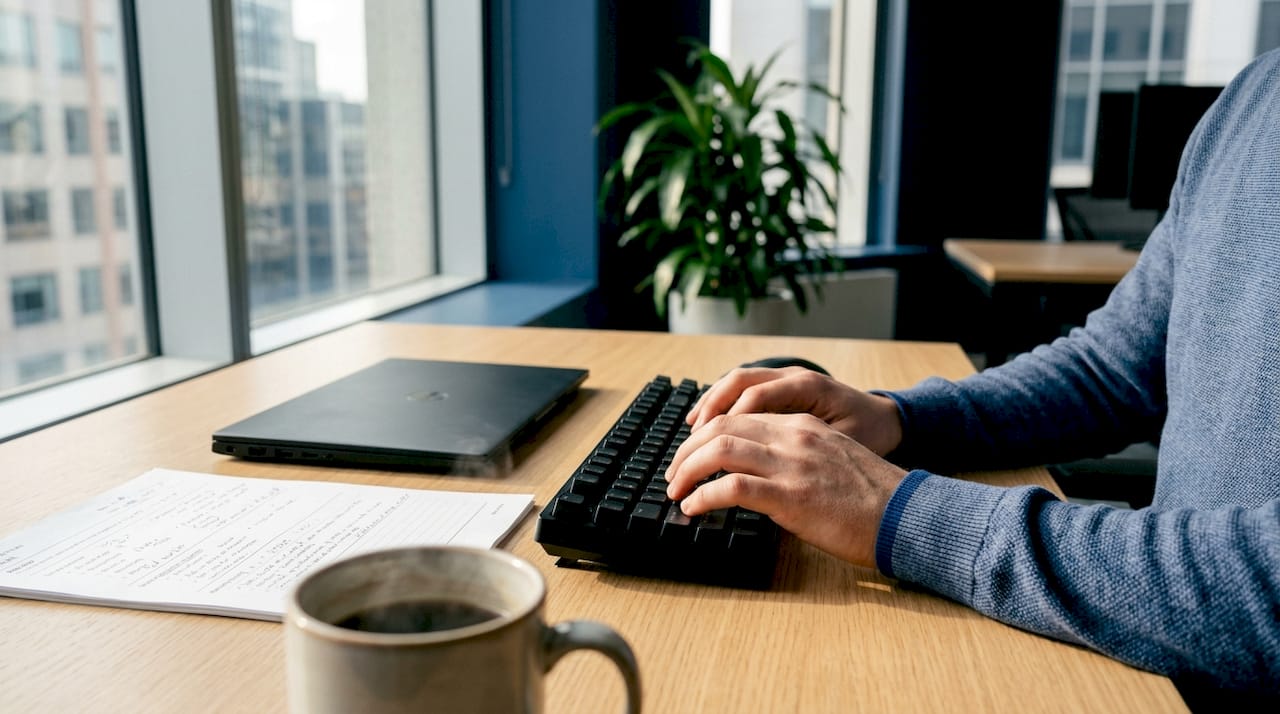 Dettaglio di mani al lavoro nell’analisi delle vulnerabilità del cloud
