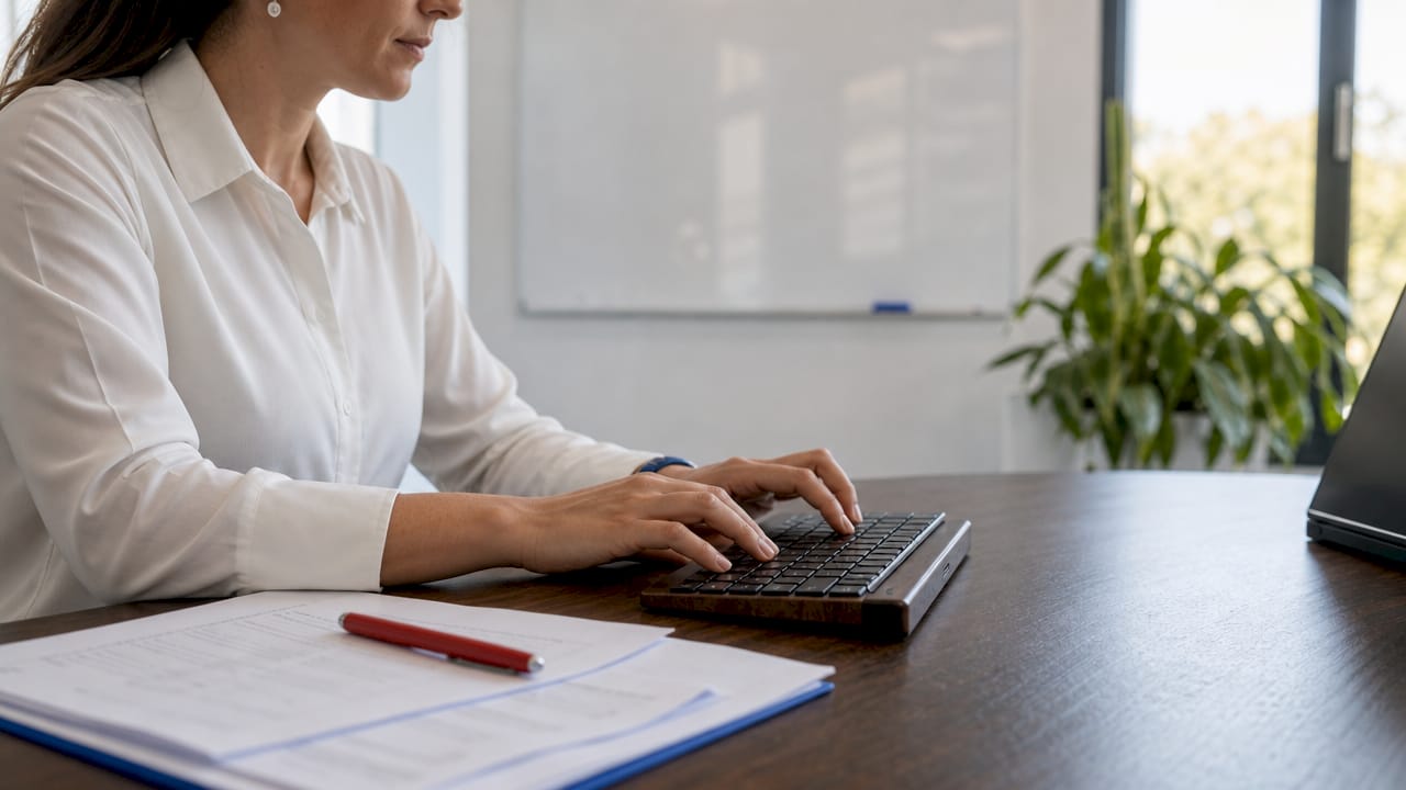 Primo piano sulle mani che digitano una revisione del GDPR