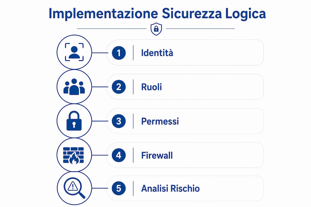 Infografica sulle principali fasi per l’implementazione della sicurezza informatica