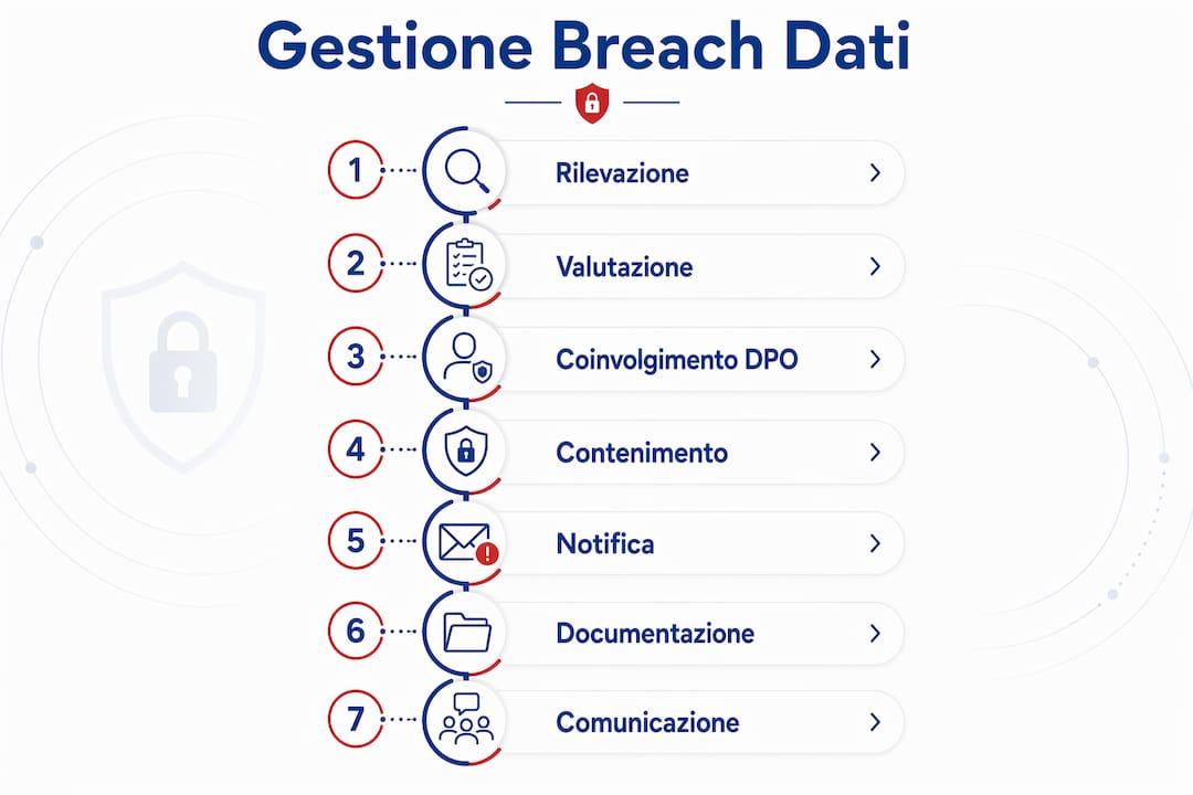 Infografica: le principali fasi nella gestione di una violazione dei dati
