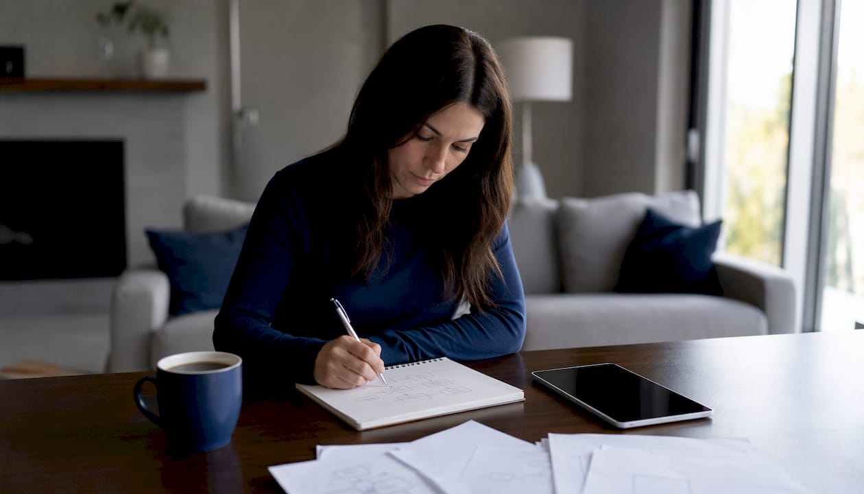 Mani femminili prendono appunti durante la valutazione dei rischi legati al cloud