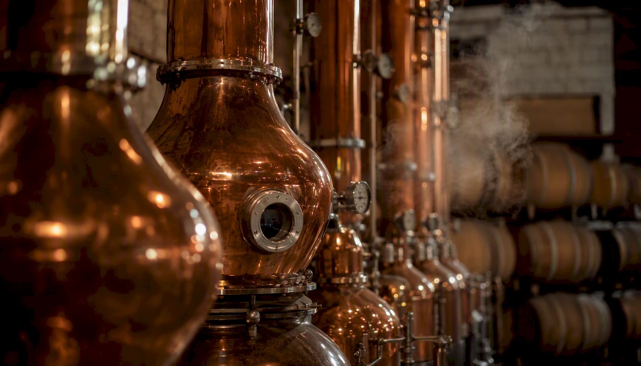 Copper distillation stills in vodka production