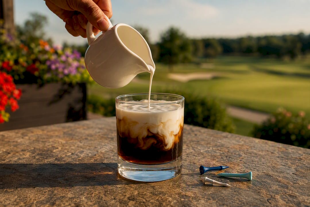 White Russian cocktail with cream float
