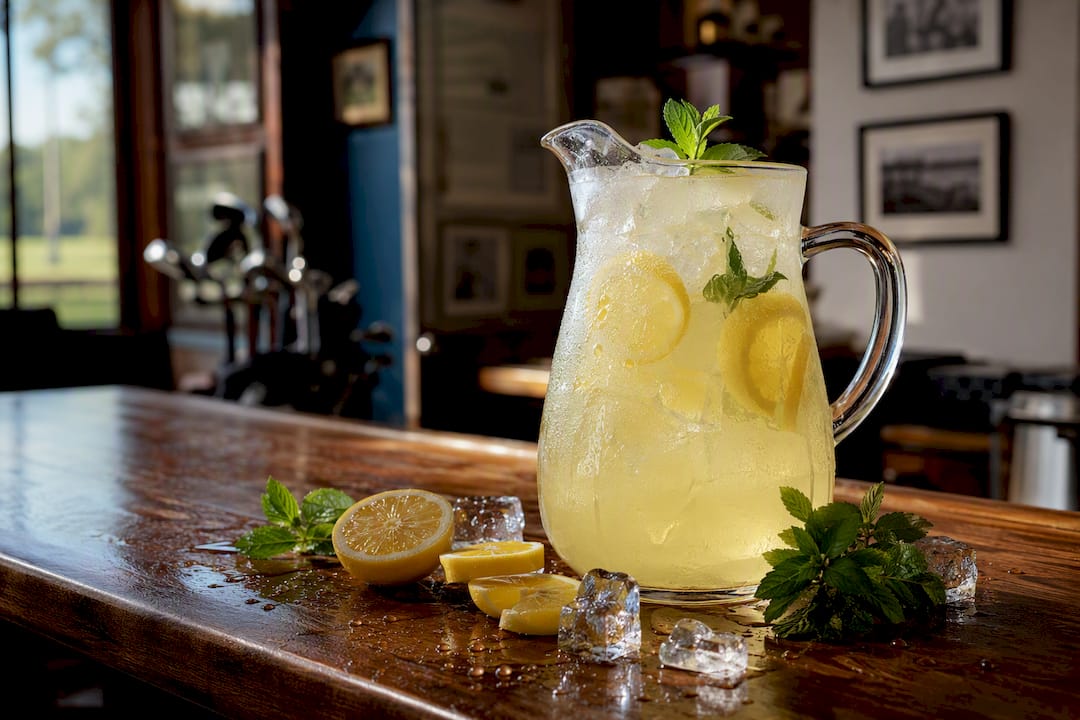 Pitcher of lemon vodka cocktail ready to serve