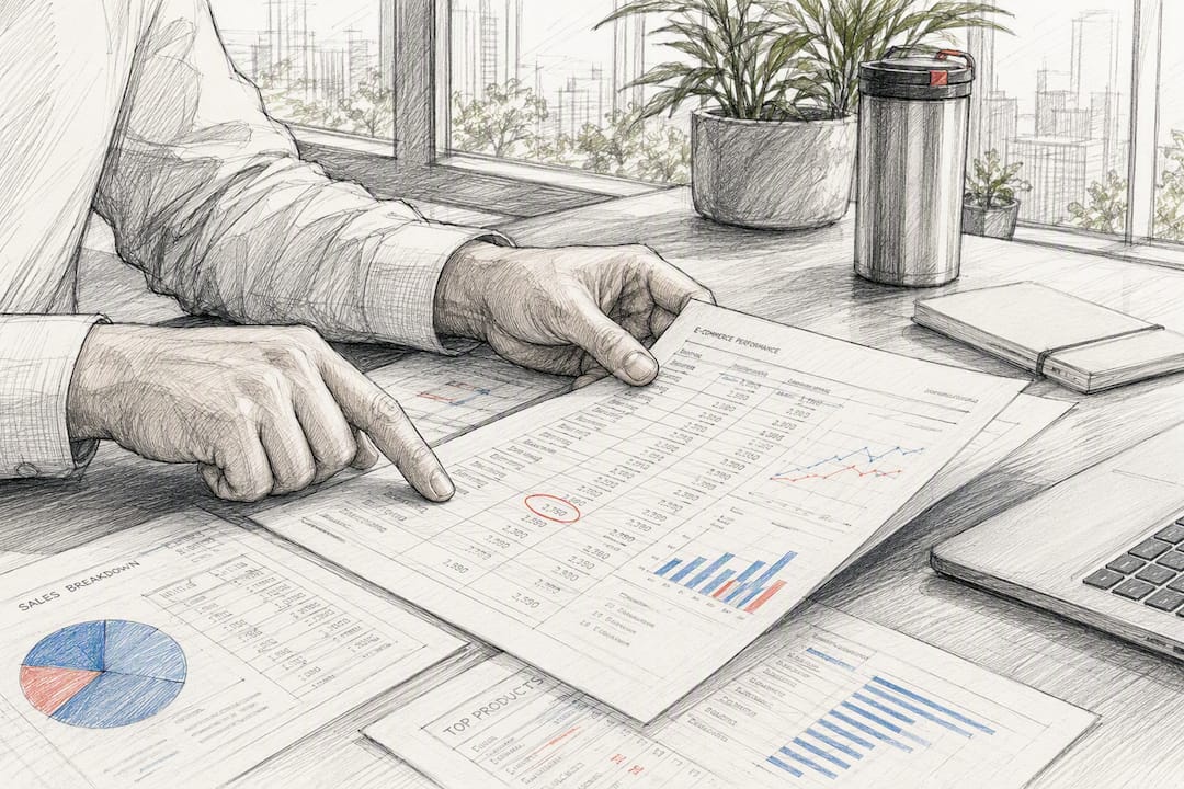 Hands verifying product data in audit