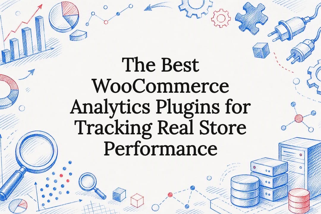 Decorative WooCommerce analytics title card illustration