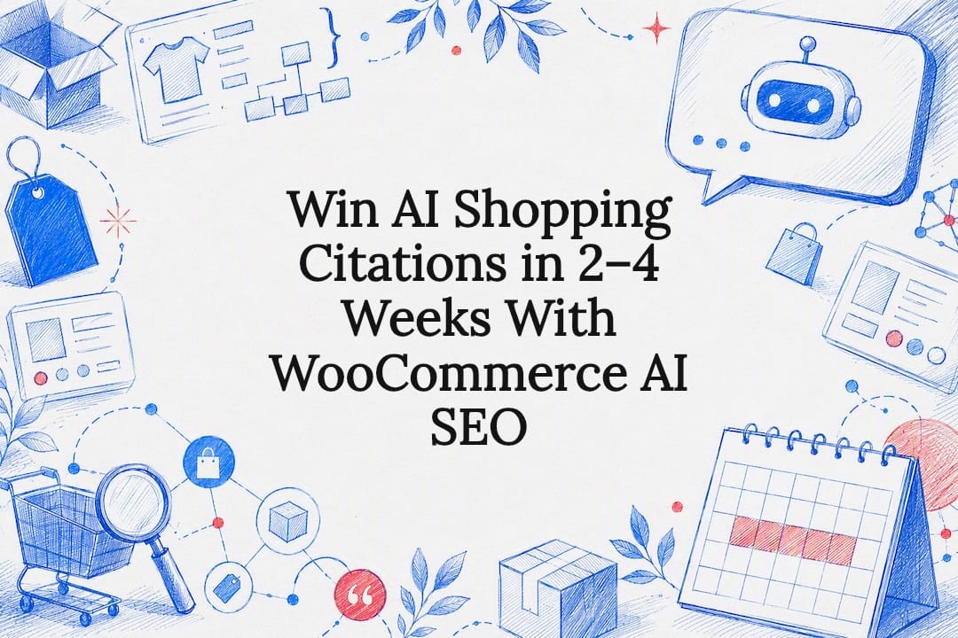 Decorative WooCommerce AI SEO title card