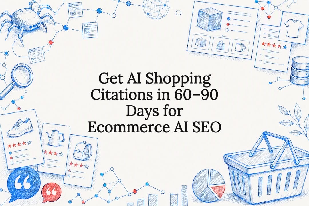 Decorative ecommerce AI SEO title card