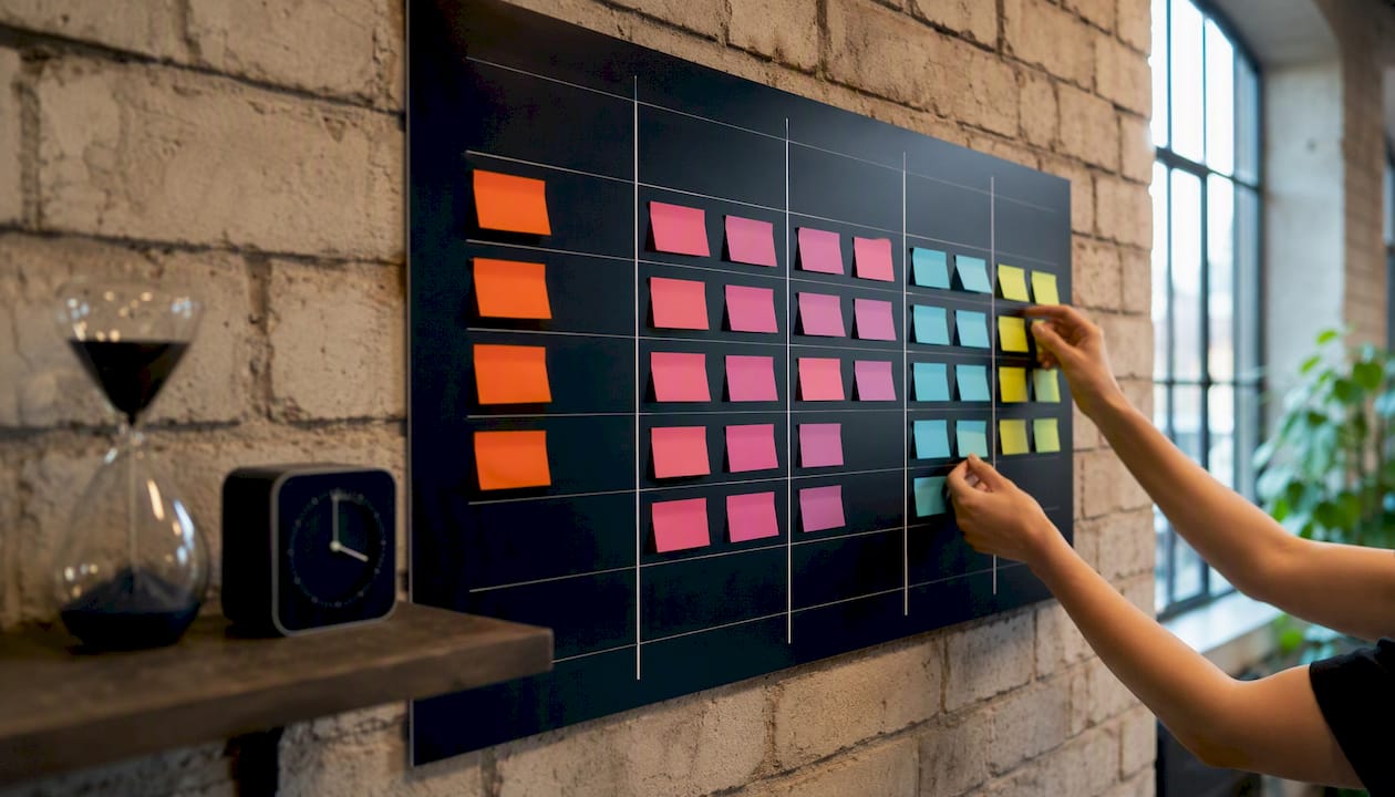 Swimlane Kanban board lanes with manual card adjustment