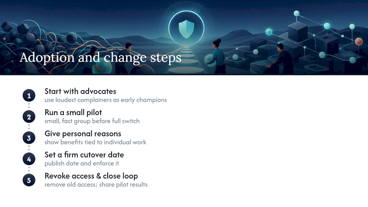 Strategies to promote adoption and manage the change — overview diagram