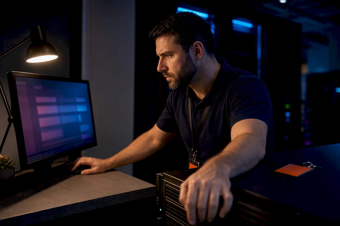 Technician verifying a SaaS backup recovery drill