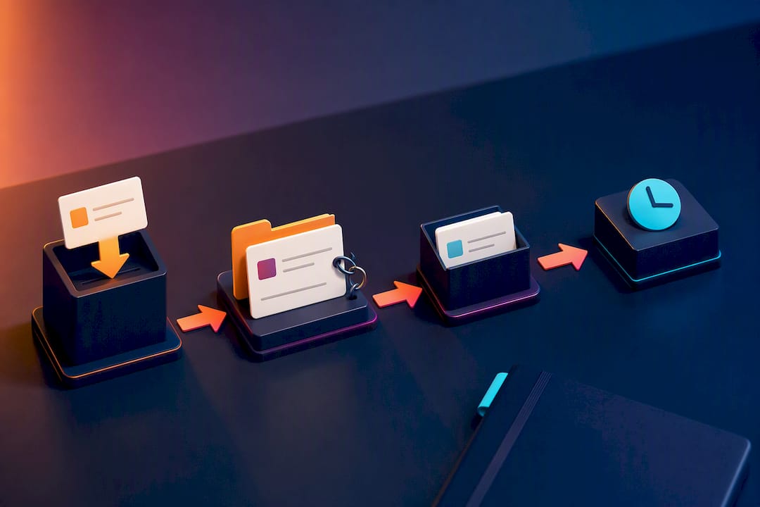 Async work handoff through documented stages