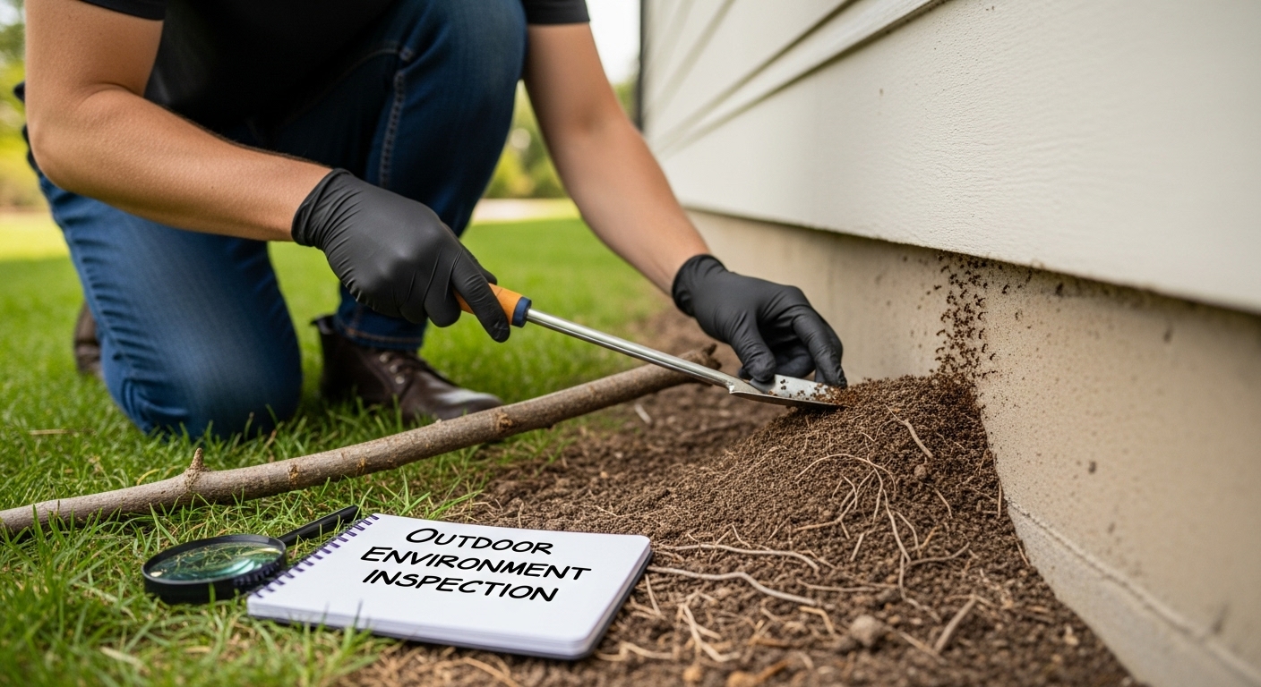 outdoor ant nest inspection
