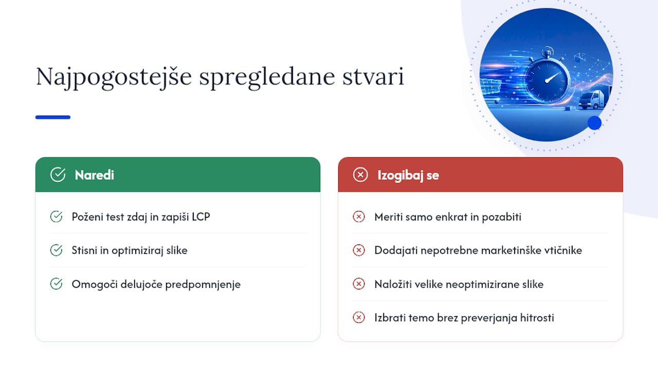 Kaj lastniki spletnih strani najpogosteje spregledajo — overview diagram