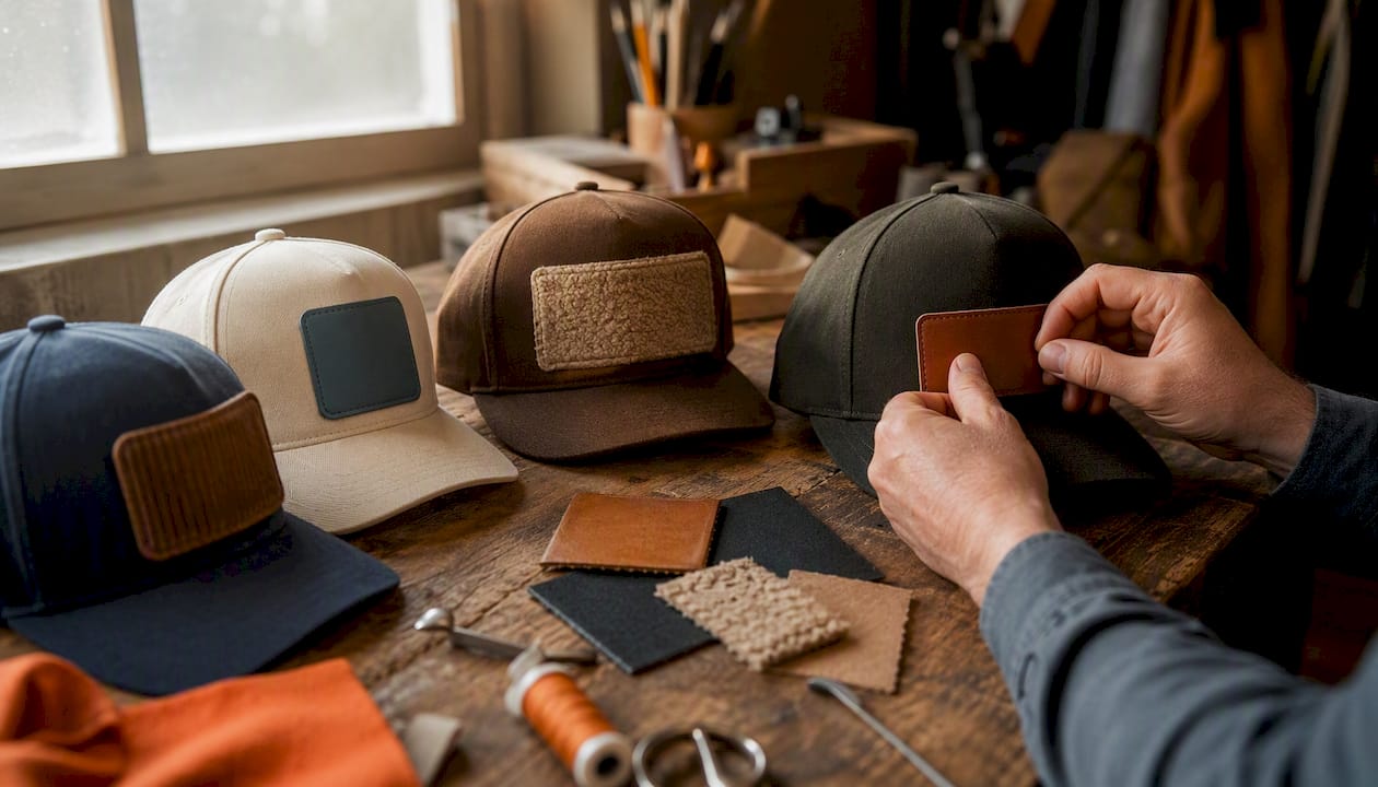 Different sized patches on hats front panels