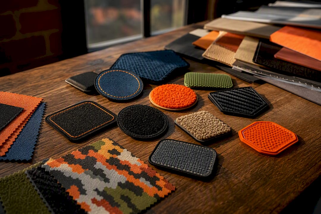 Various patch material samples showing textures