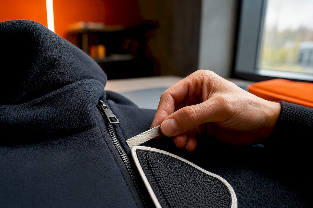 Patch edge clear of hoodie zipper