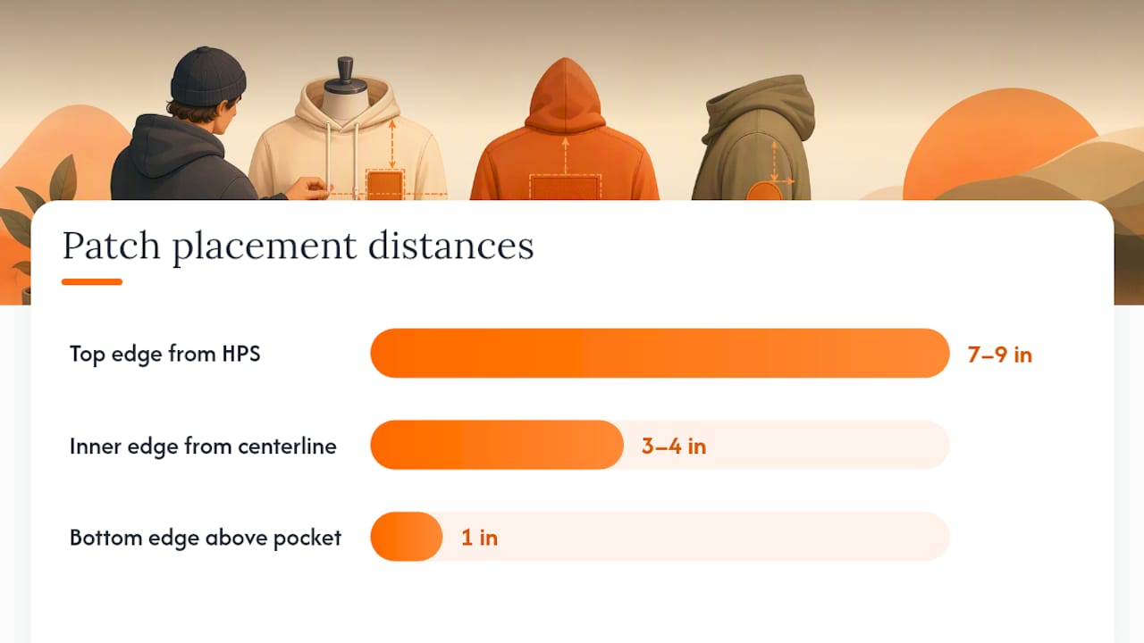 Hoodie measurement anchors for patch placement