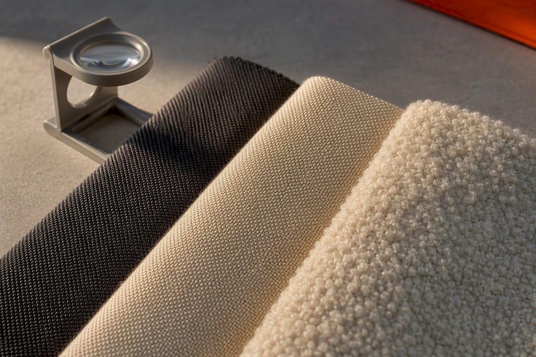 Contrasting woven and fuzzy patch materials