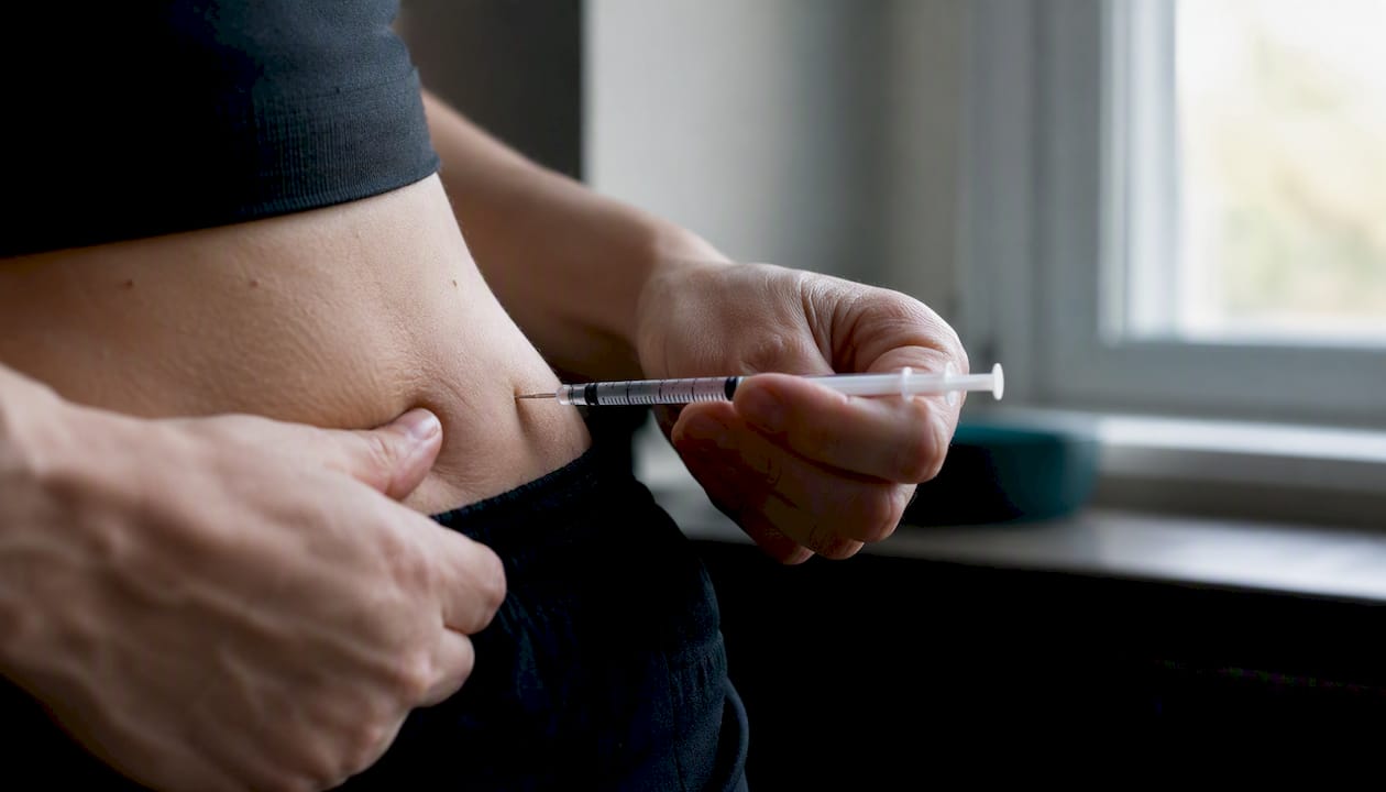 Subcutaneous peptide injection into abdomen