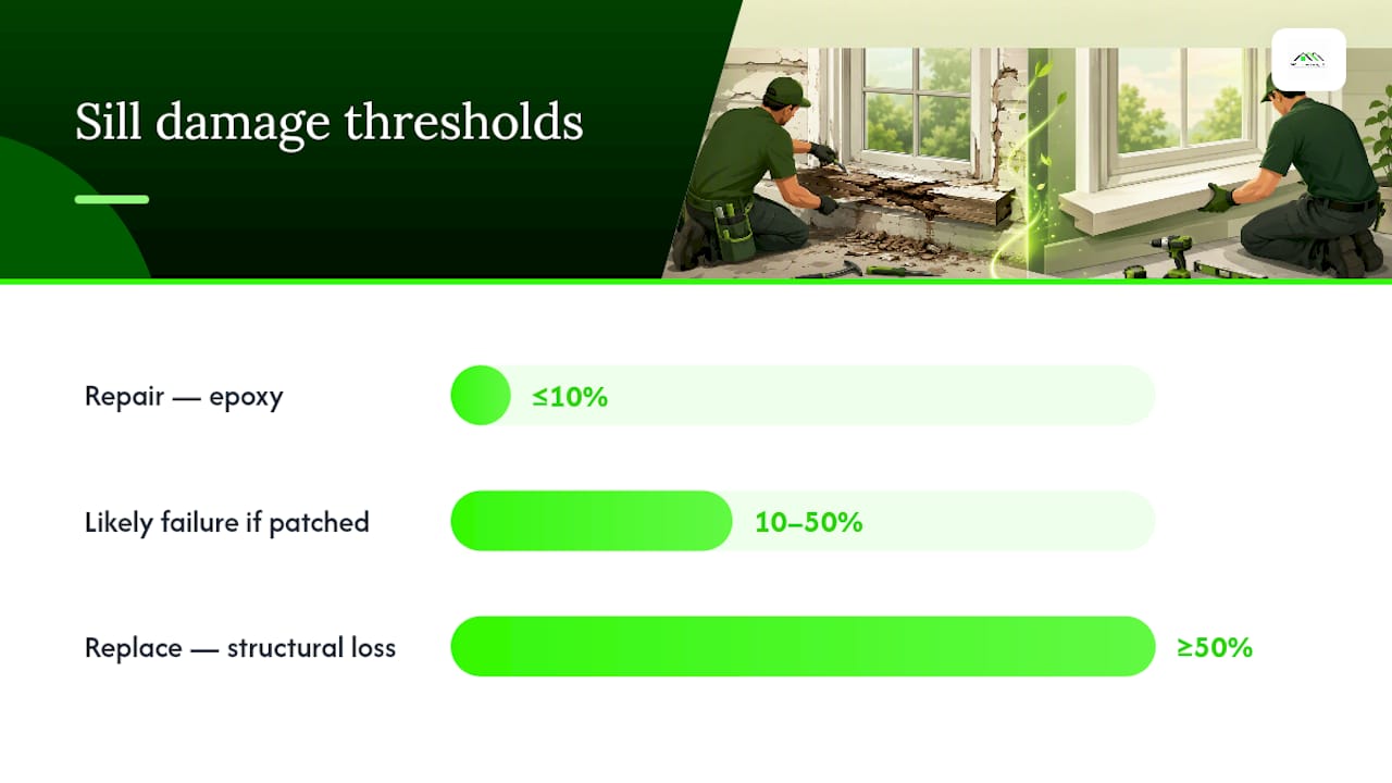 Repair versus replacement sill damage threshold