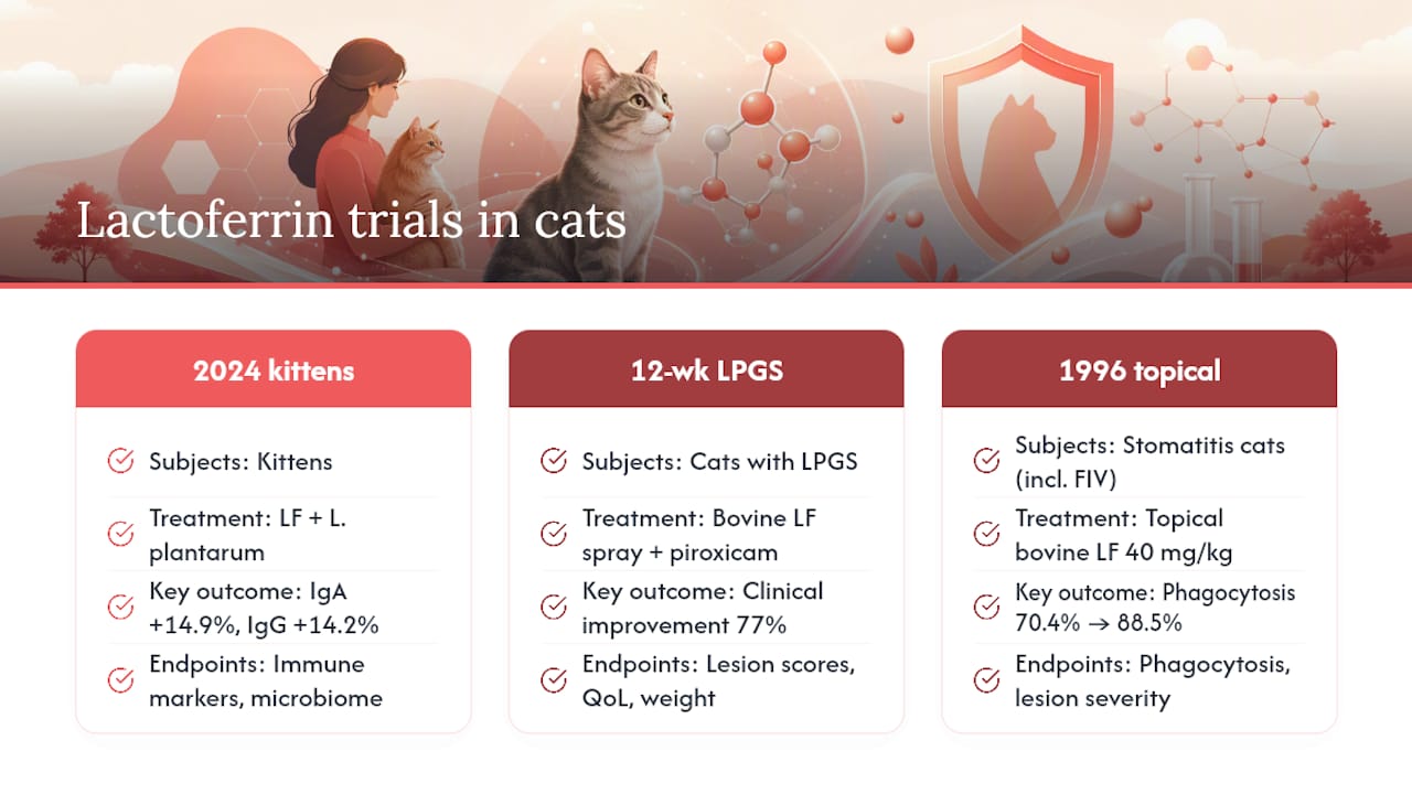 Lactoferrin cat trial evidence comparison