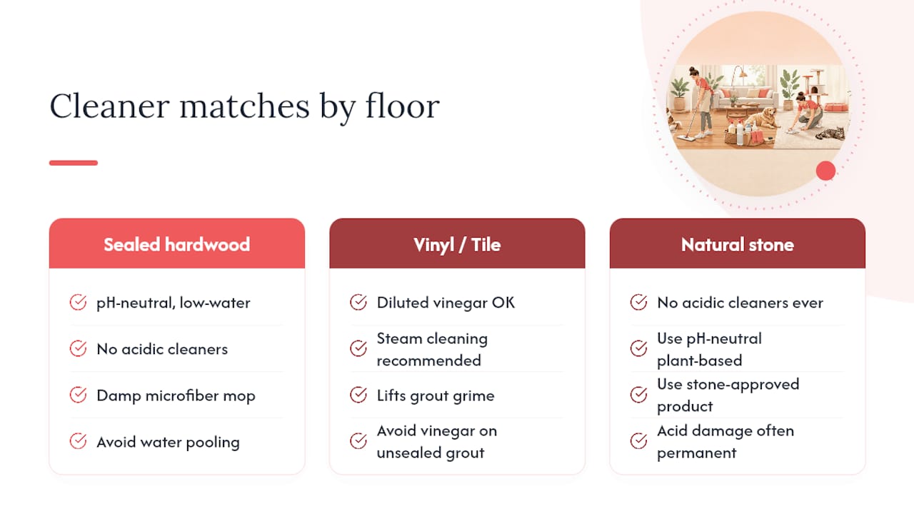 Floor types and compatible cleaning methods