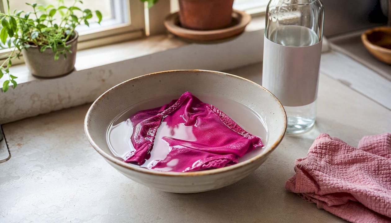 Period underwear soaking in vinegar solution