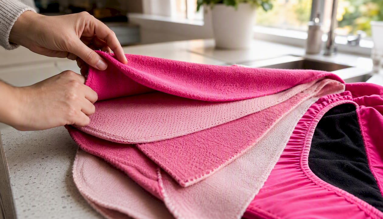 Close-up of multilayer period underwear fabric