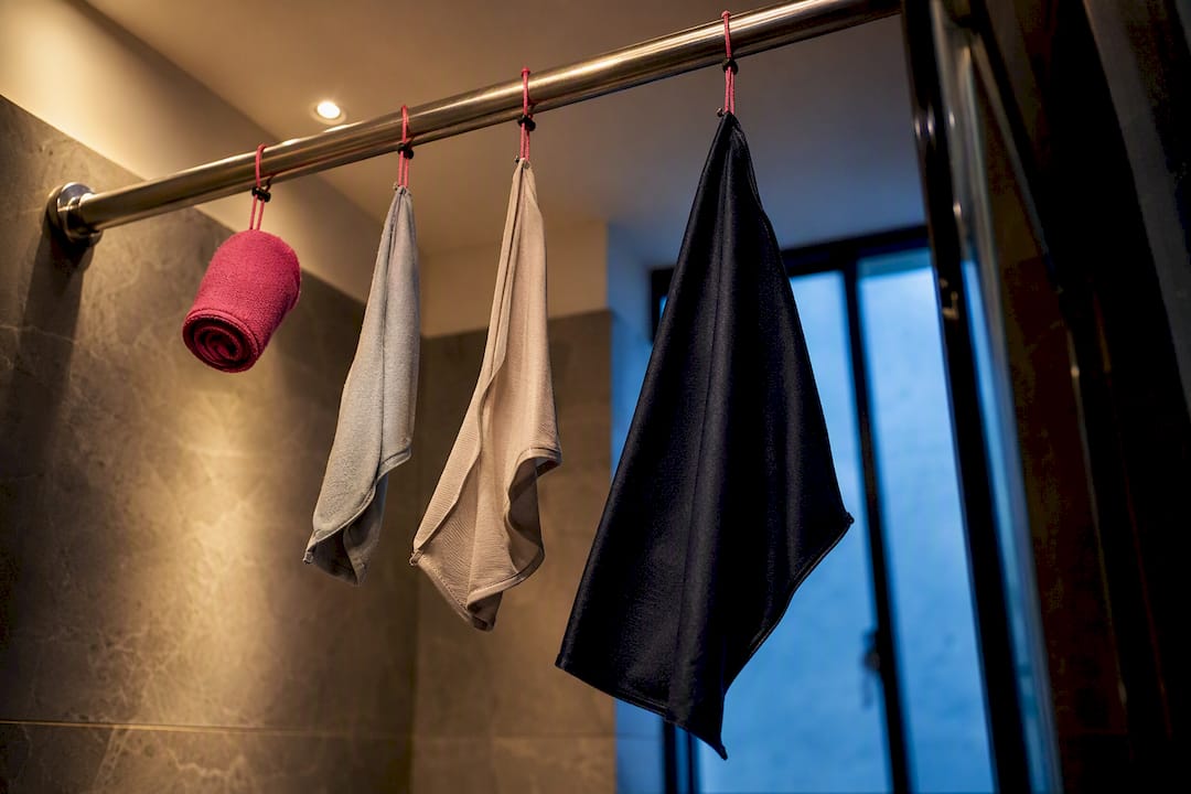 Travel laundry hanging to dry overnight