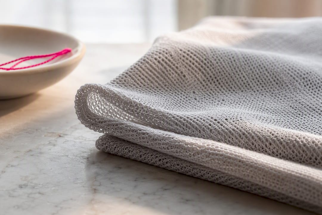 Close-up of breathable textile weave and soft layers