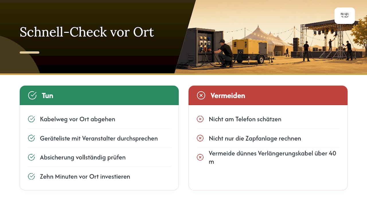 Was Frankies Eventservice aus der Praxis über Stromplanung weiß — overview diagram