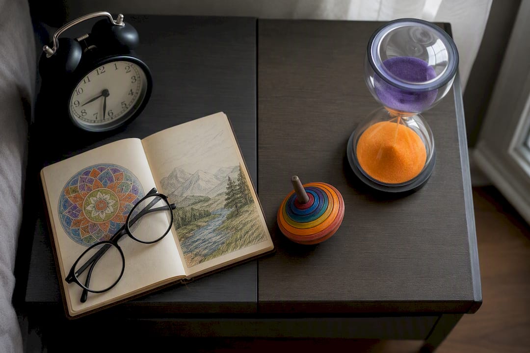 Contrasting objects symbolizing routine and novelty
