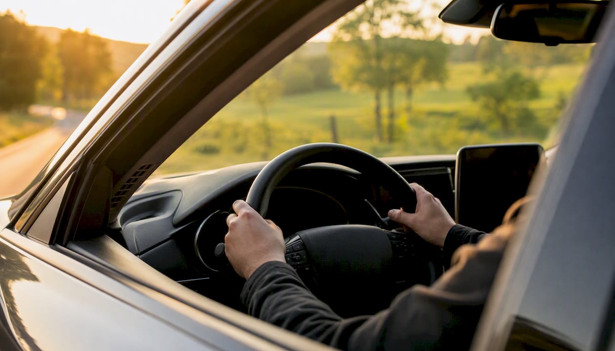 Technician drives car for ADAS road test