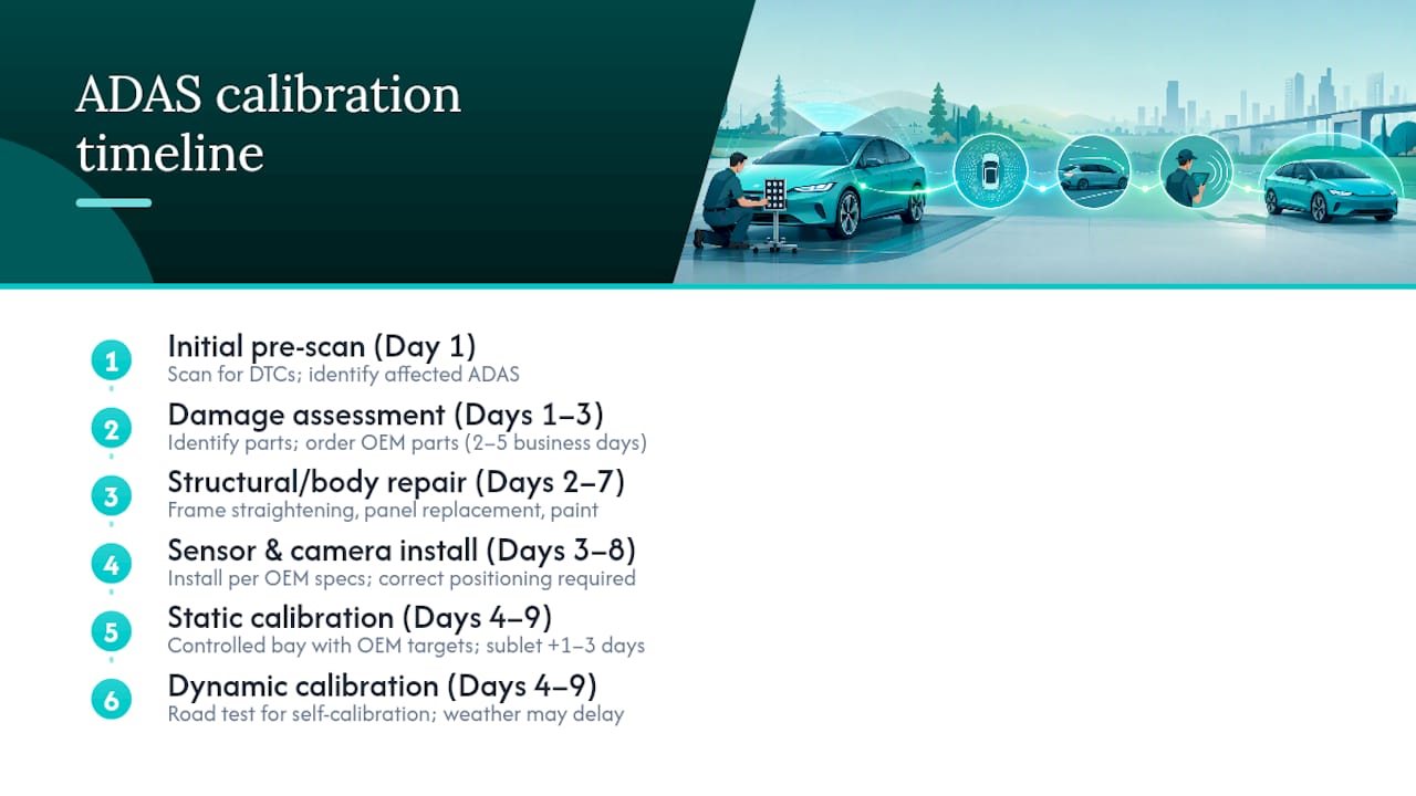 Step-by-step ADAS calibration timeline