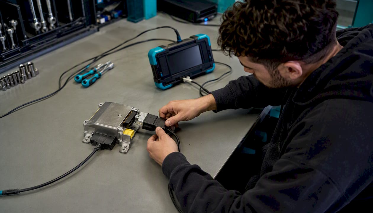 Technician bench-resetting airbag control module