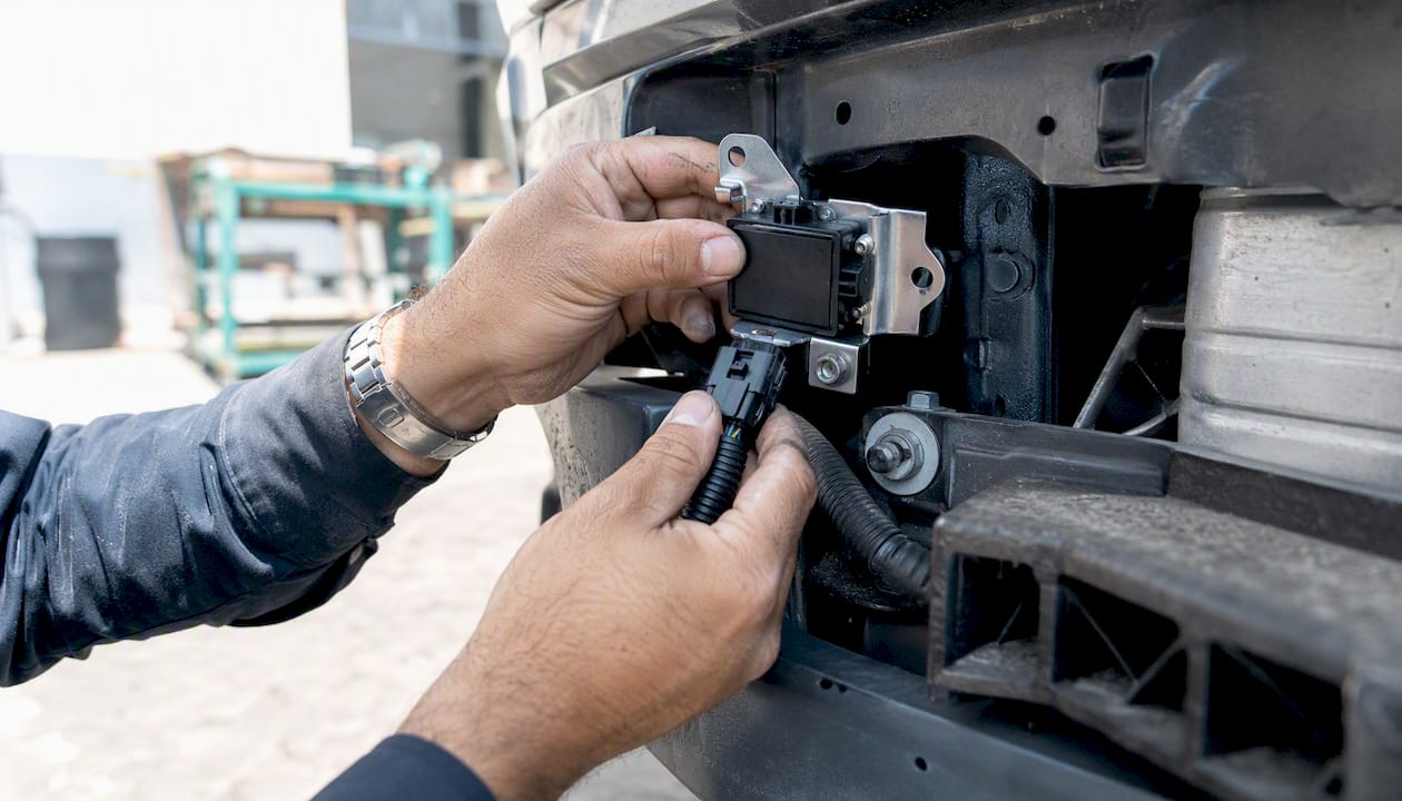Hands inspecting replaced impact sensor