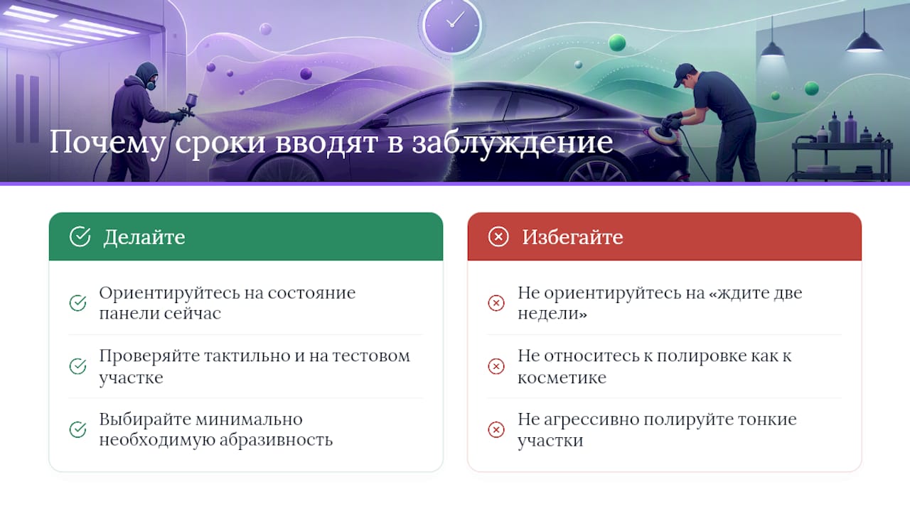Схема изменений времени высыхания краски