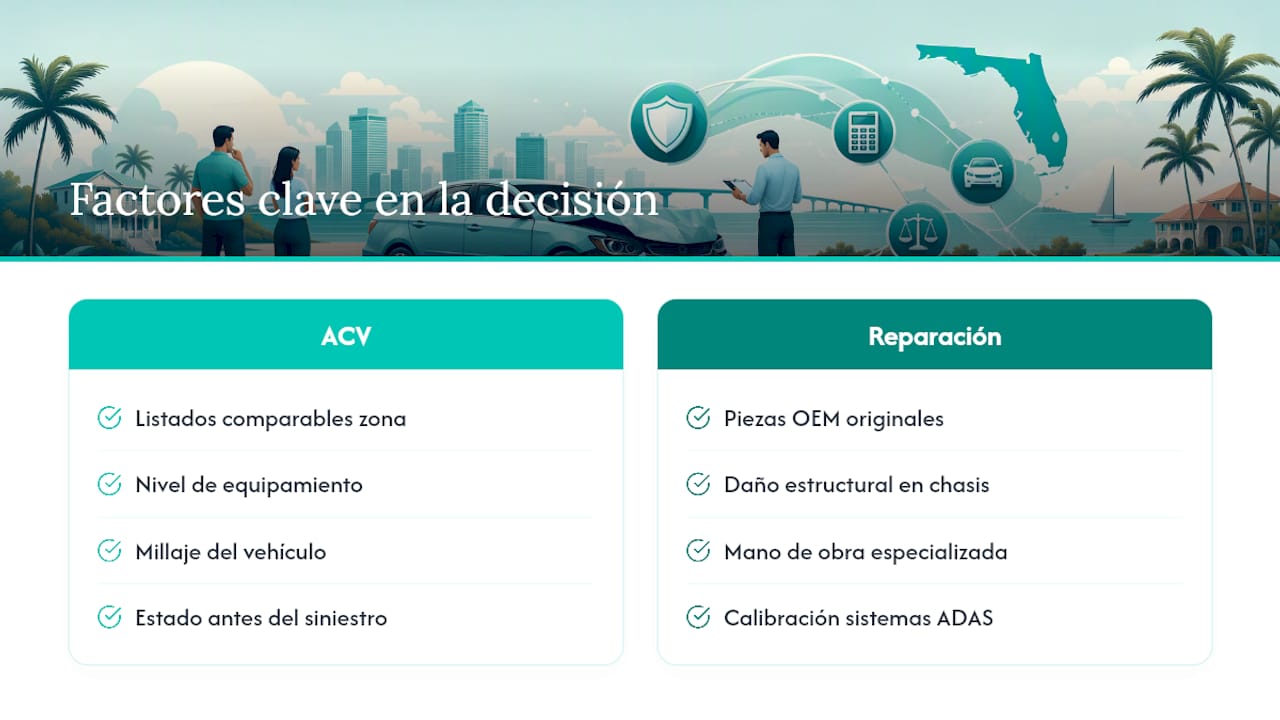 Cómo calcula la aseguradora el valor real y la reparación — overview diagram