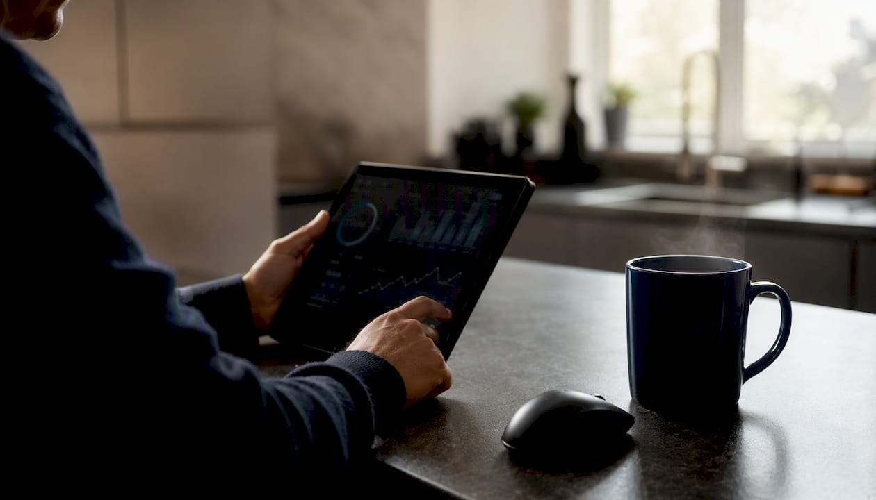 Hands with stylus organizing job search data on tablet