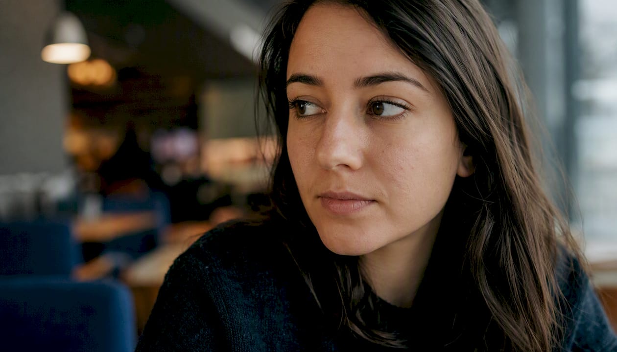 Person's eyes showing natural balanced eye contact