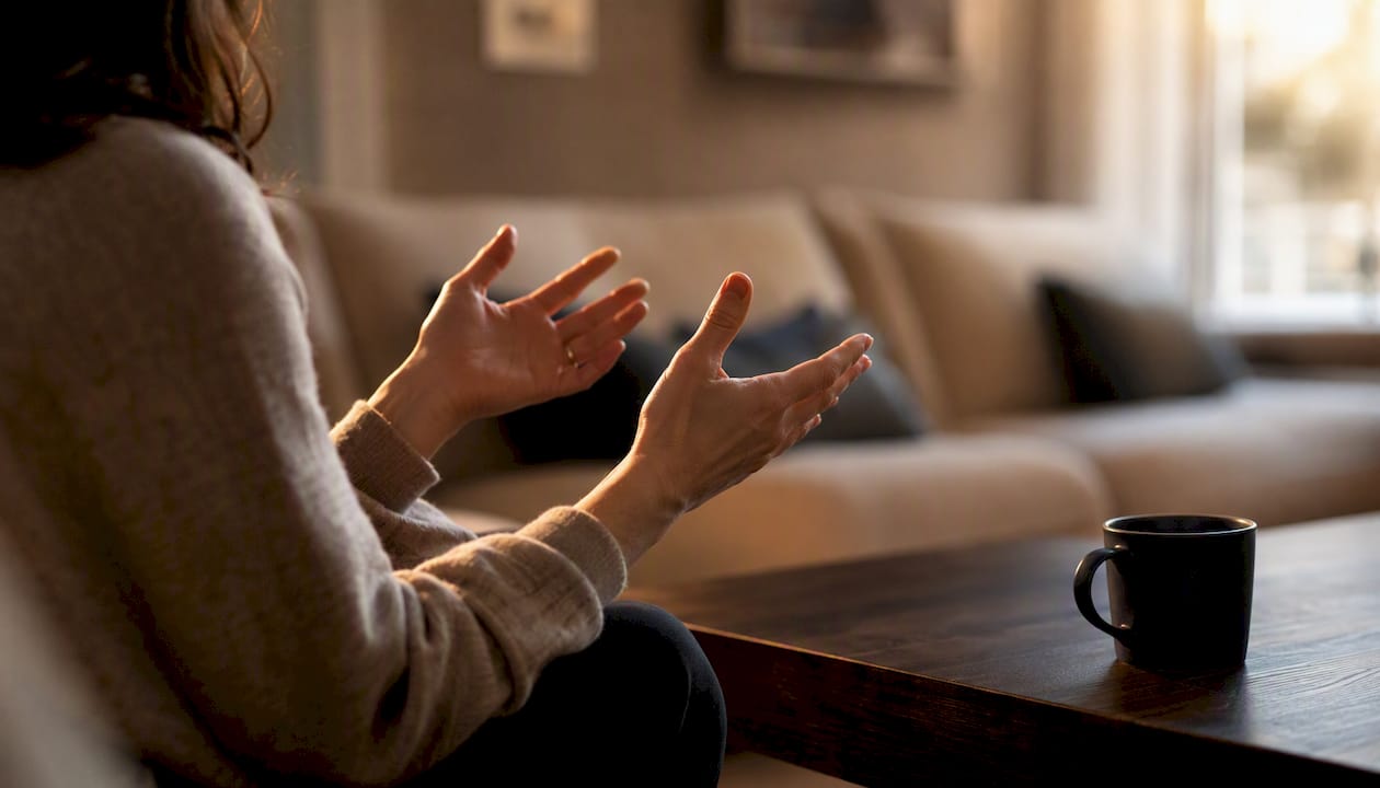 Close-up of natural hand gestures with open palms